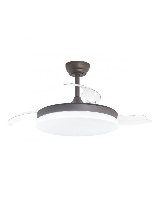 Ventilador de techo retráctil con luz AJP Mini Malta LED café 3 palas 3000-6500K Ø40cm 48W 16005