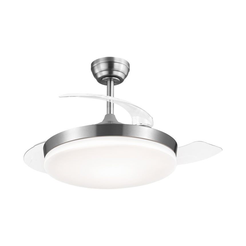 Ventilador de techo retráctil con luz AJP Mini Malta LED níquel satinado 3 palas 3000-6500K Ø40cm 36W 11529 — vista 9