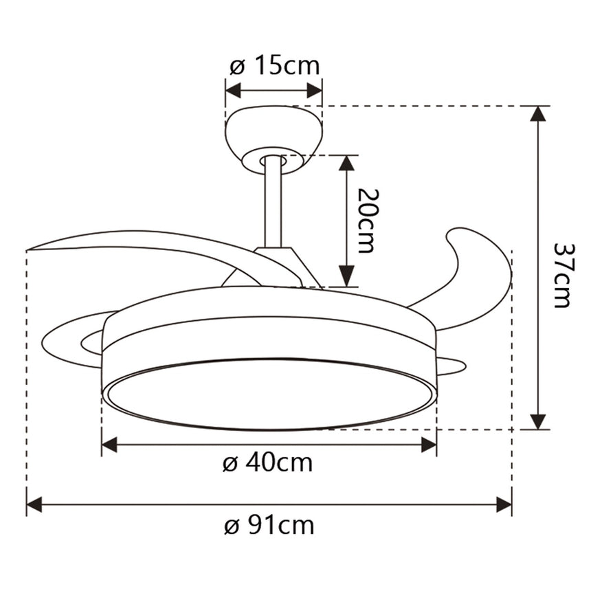 Ventilador de techo retráctil con luz AJP Mini Togo LED madera 3 palas 3000-6500K Ø40cm 48W 11823 — vista 3