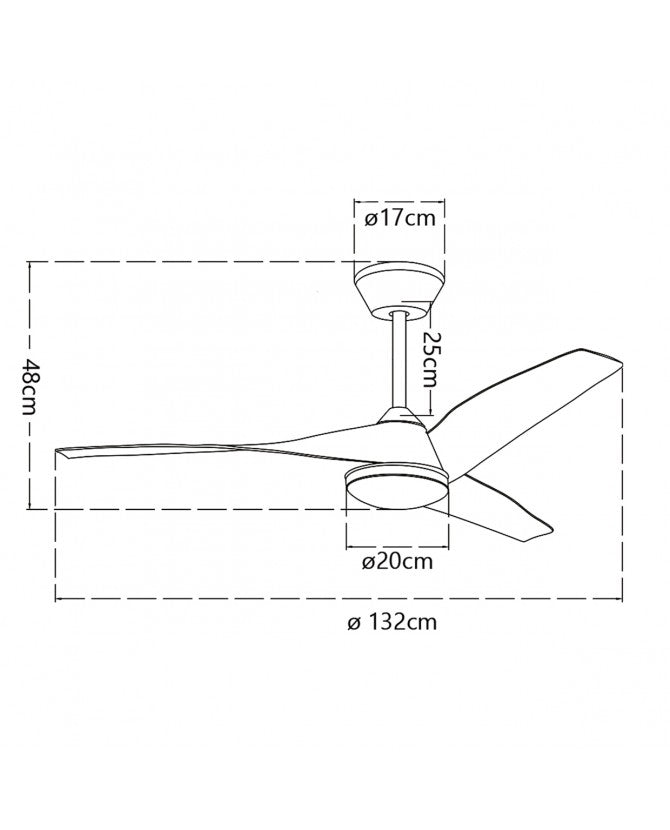 Ventilador de techo con luz AJP Papua LED blanco madera clara 3 palas 3000-6500K Ø132cm 18W 16046