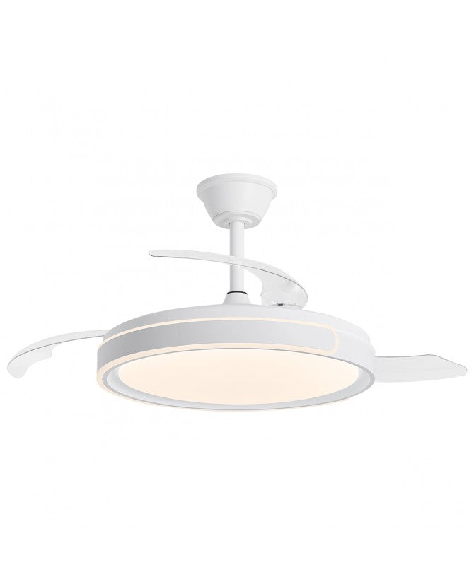 Ventilador de techo retráctil con luz AJP Samaná LED beige 3 palas 3000-6500K Ø50cm 68W 16013
