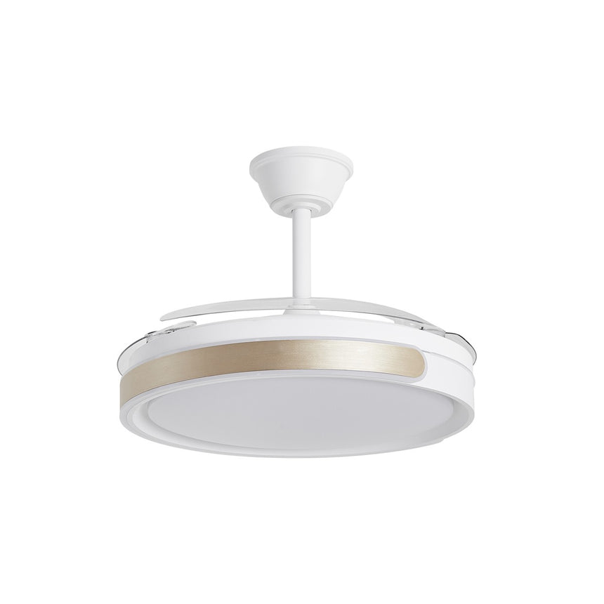 Ventilador de techo retráctil con luz AJP Samaná LED blanco dorado 3 palas 3000-6500K Ø50cm 68W 16014 — vista 4