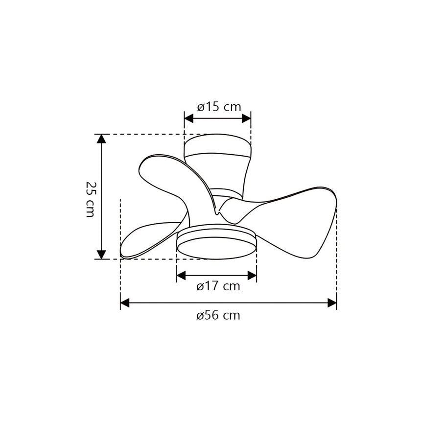 Ventilador de techo con luz AJP Siux LED marrón negro 3 palas 3000-6500K Ø56cm 18W 11539 — vista 3