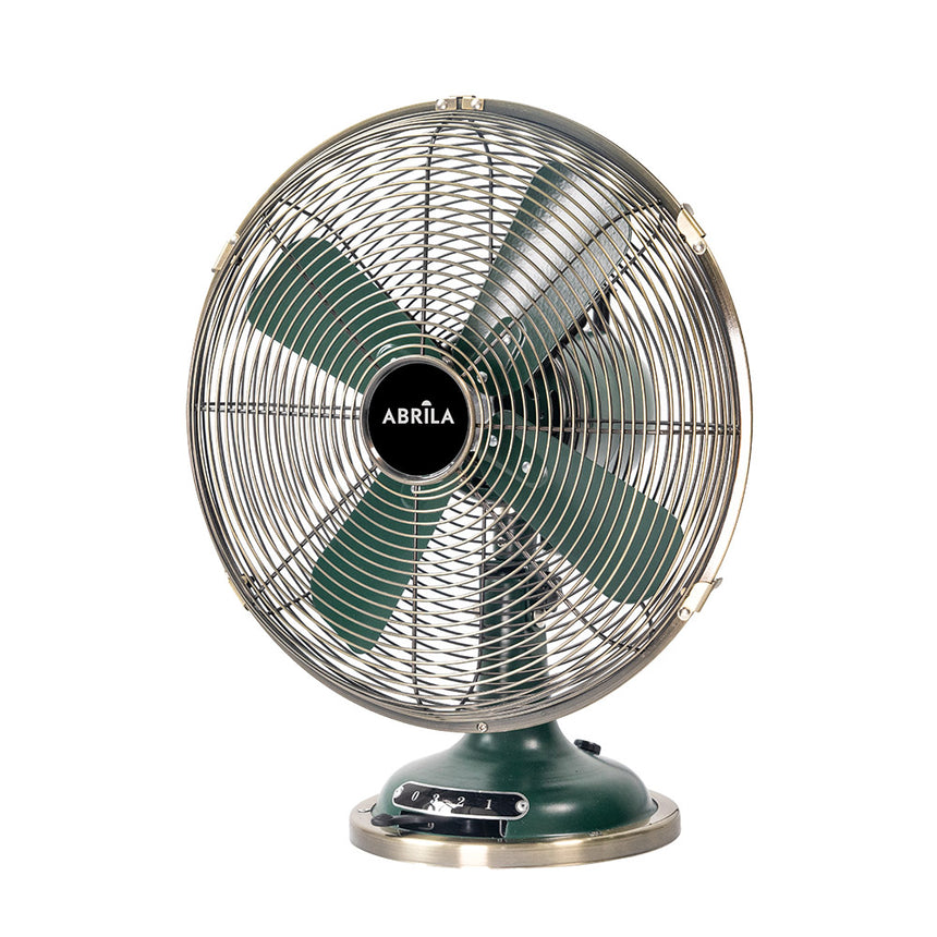 Ventilador de sobremesa Fabrilamp Capitolio oliva cuero 4 palas Ø35cm — vista 1