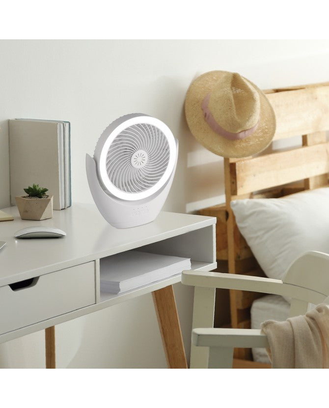 Ventilador de sobremesa AJP Travel LED blanco 6000K Ø30cm 3W 16059