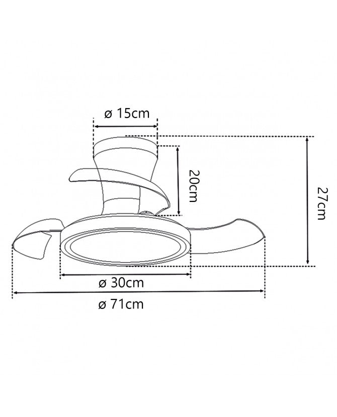 Ventilador de techo retráctil con luz AJP Tombet LED blanco 3 palas 3000-6500K Ø30cm 24W 11832
