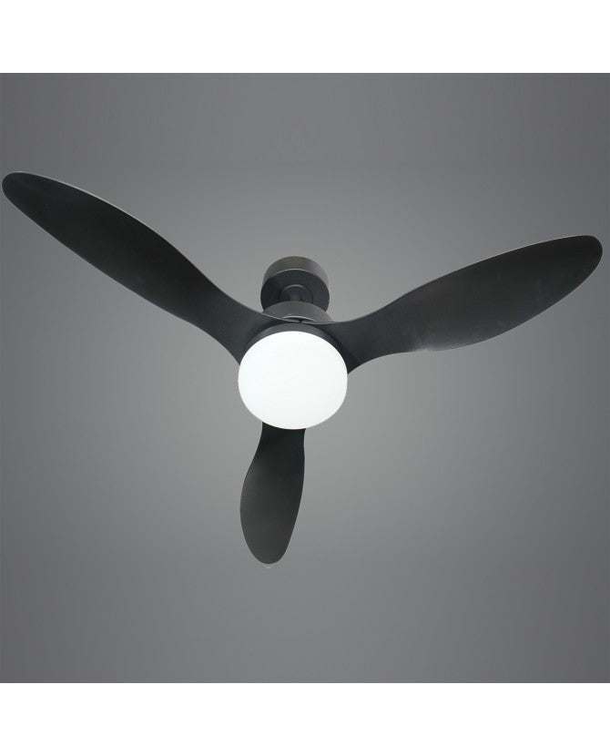 Ventilador de techo con luz AJP Valcano LED negro 3 palas 3000-6500K Ø106cm 20W 11541