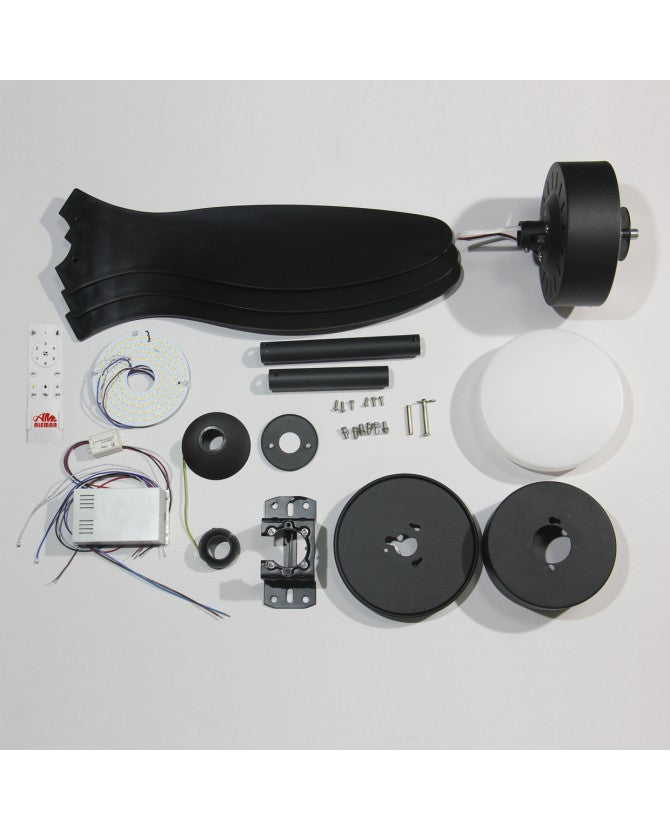 Ventilador de techo con luz AJP Valcano LED negro 3 palas 3000-6500K Ø106cm 20W 11541
