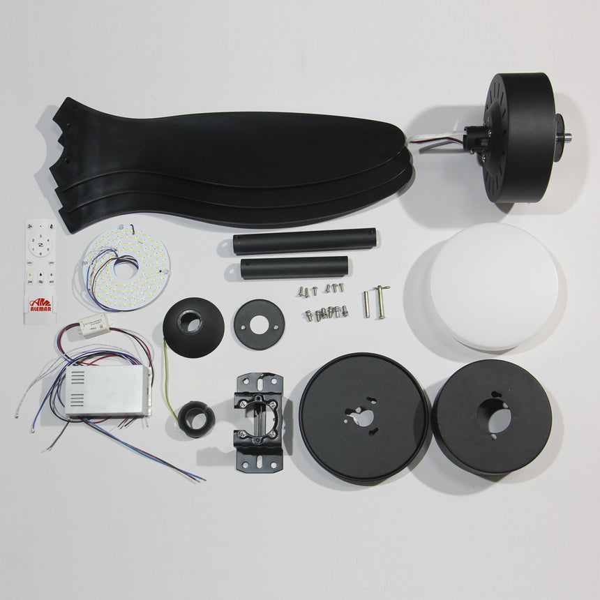 Ventilador de techo con luz AJP Valcano LED negro 3 palas 3000-6500K Ø106cm 20W 11541 — vista 5