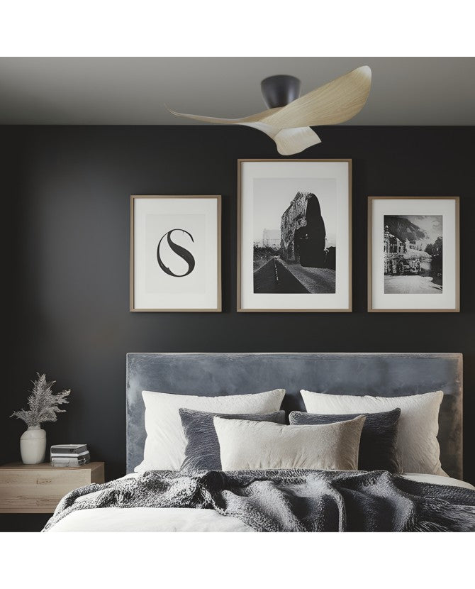 Ventilador de techo AJP Venice negro madera clara 3 palas Ø97cm 16054