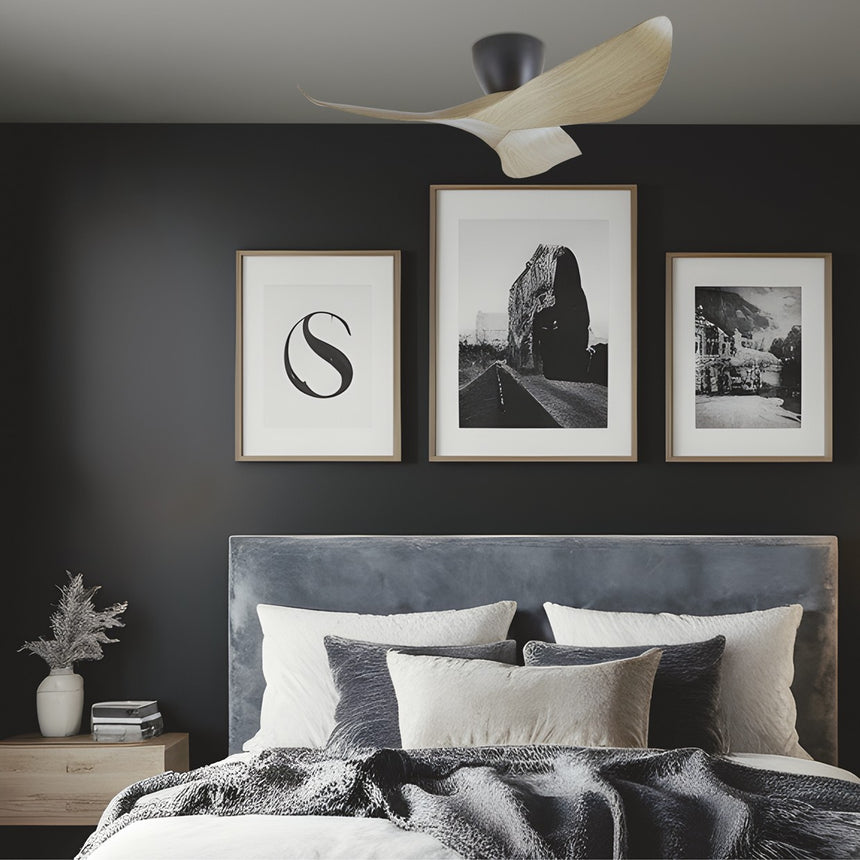 Ventilador de techo AJP Venice negro madera clara 3 palas Ø97cm 16054 — vista 2