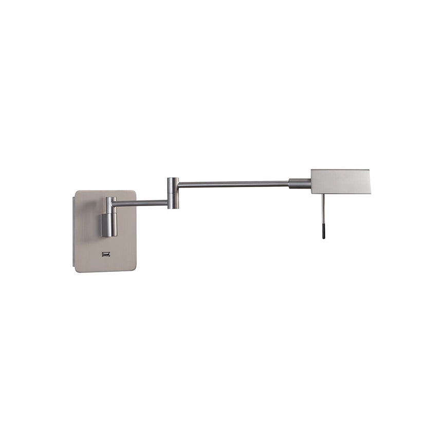 MDC LITE SQUARE Aplique níquel mate regulable y USB 577259702