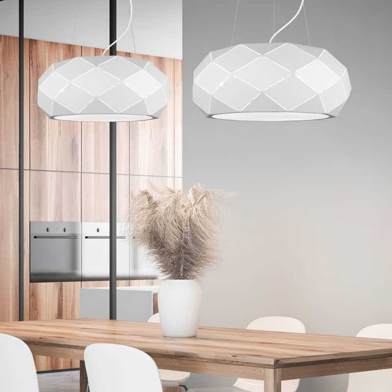 Trio Zandor Lámpara colgante de metal estera blanca 303500331