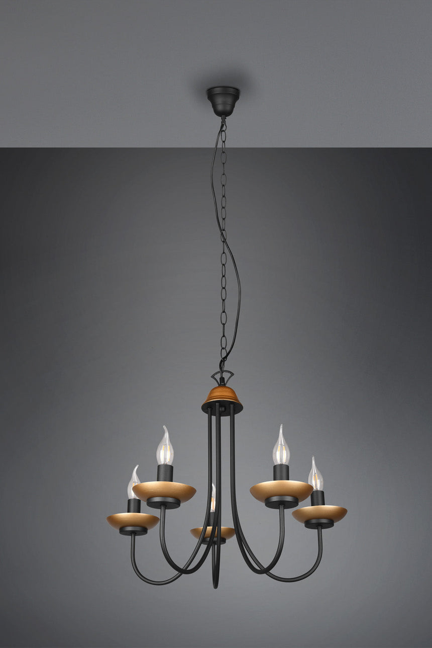 Trio Livia Lámpara de techo colgante metal estera negra 101700532