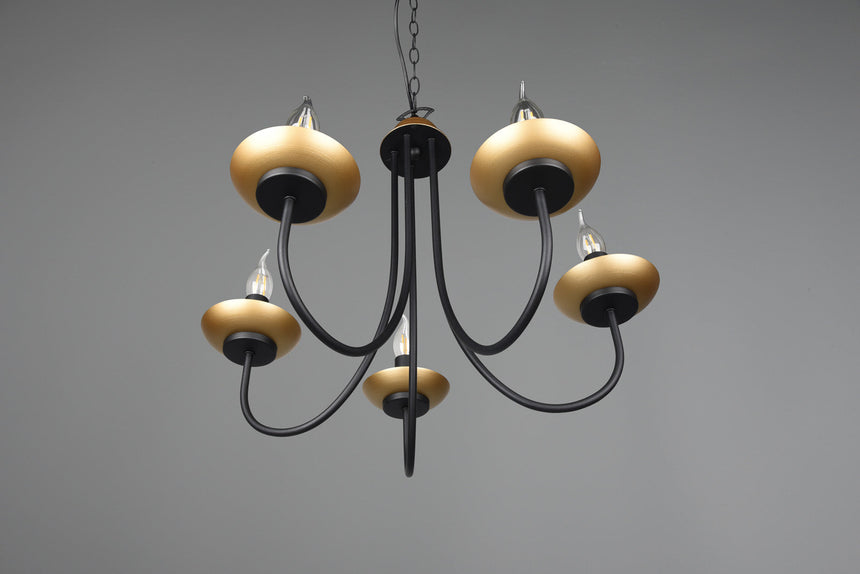 Trio Livia Lámpara de techo colgante metal estera negra 101700532