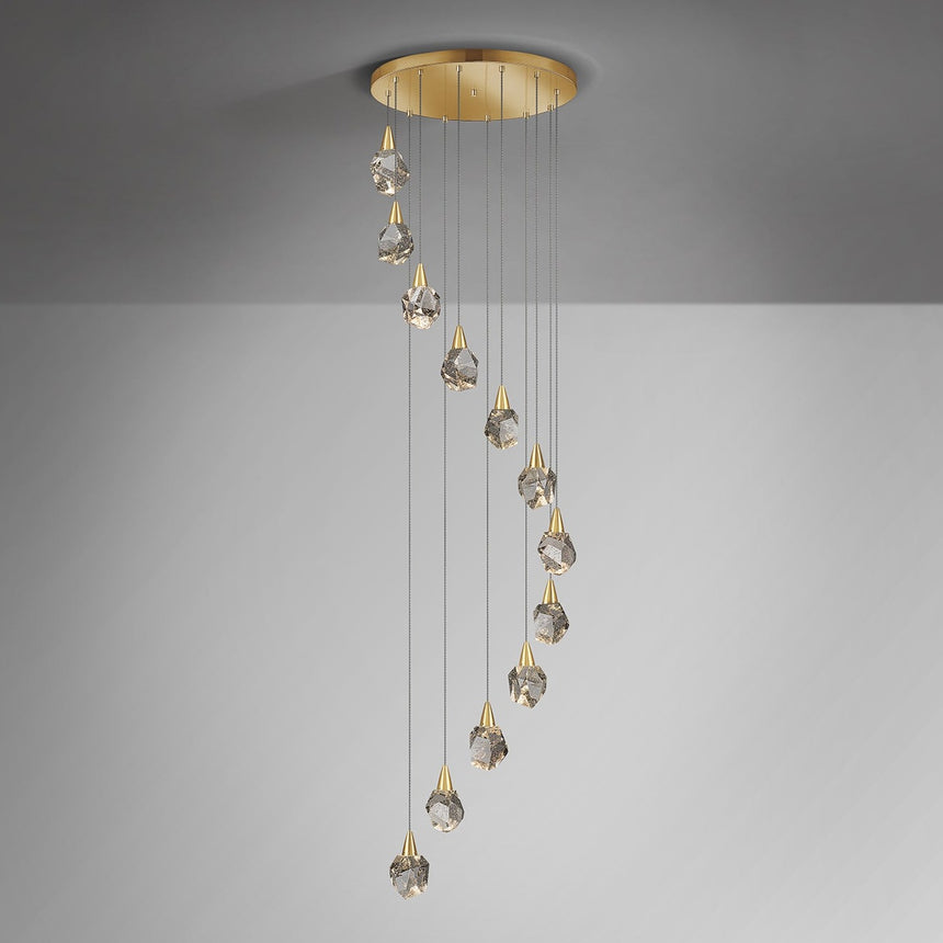 Schuller Aquaria Lámpara de techo colgante grande 5m altura 12 luces oro mate 157322