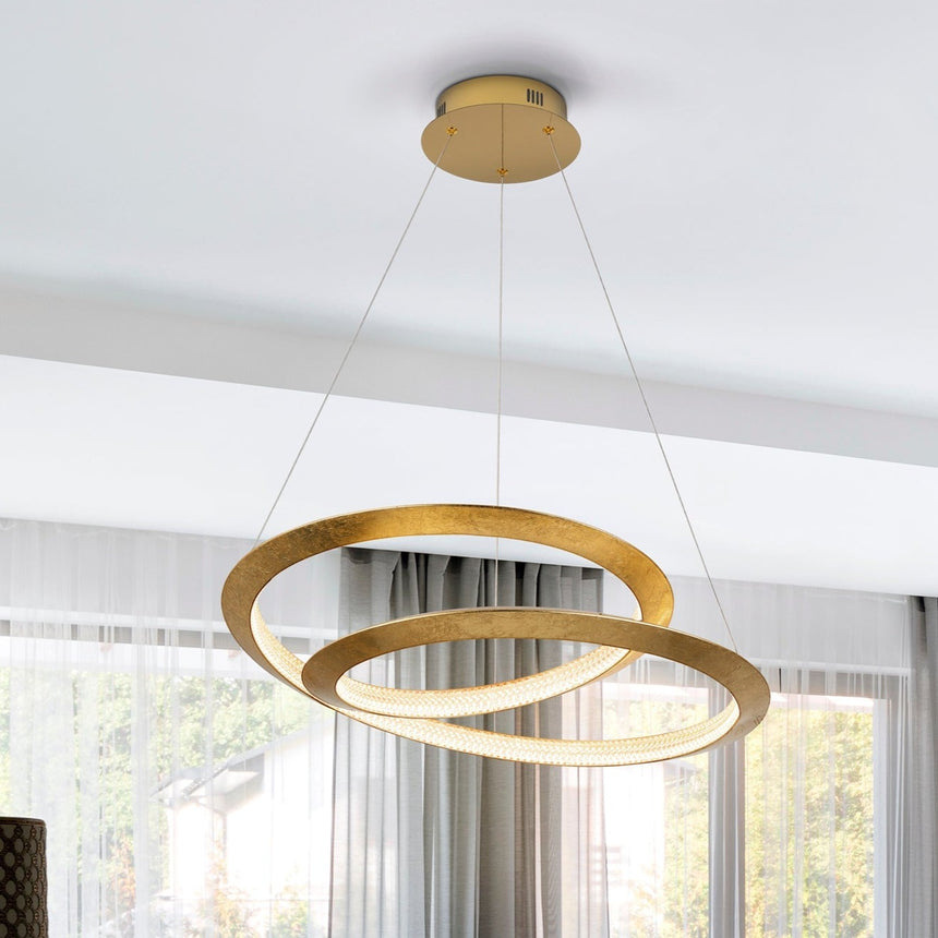 Schuller Eternity Gold Leaf Pendant Light Ø60 Dimmable 165723D