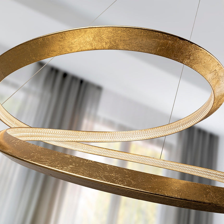 Schuller Eternity Gold Leaf Pendant Light Ø60 Dimmable 165723D