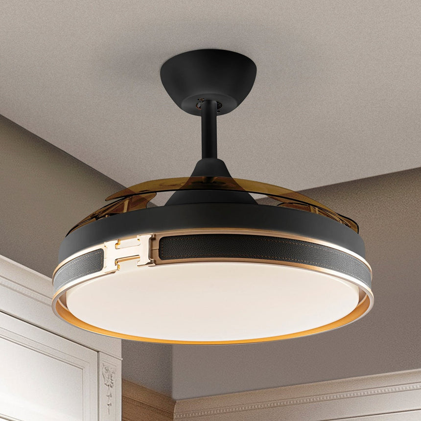 Schuller Heron Ventilador negro oro dimable 175197D