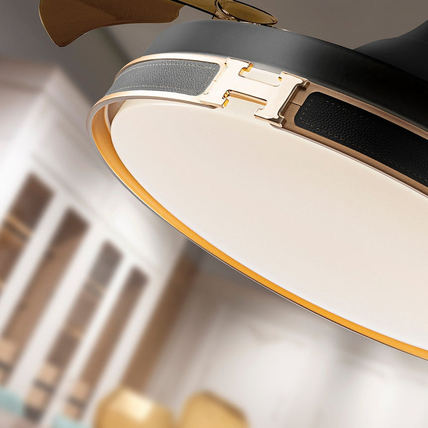 Schuller Heron Ventilador negro oro dimable 175197D