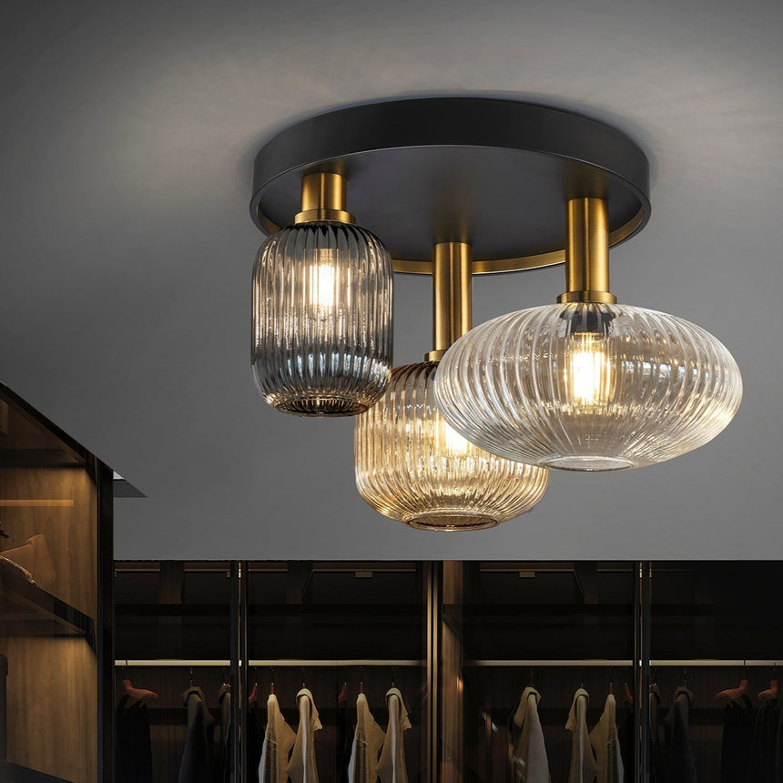 Schuller Norma Plafón 3 luces negro y latón 225342