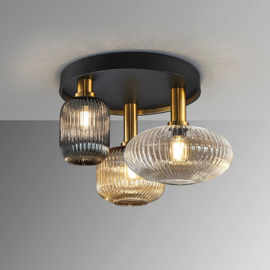 Schuller Norma Plafón 3 luces negro y latón 225342