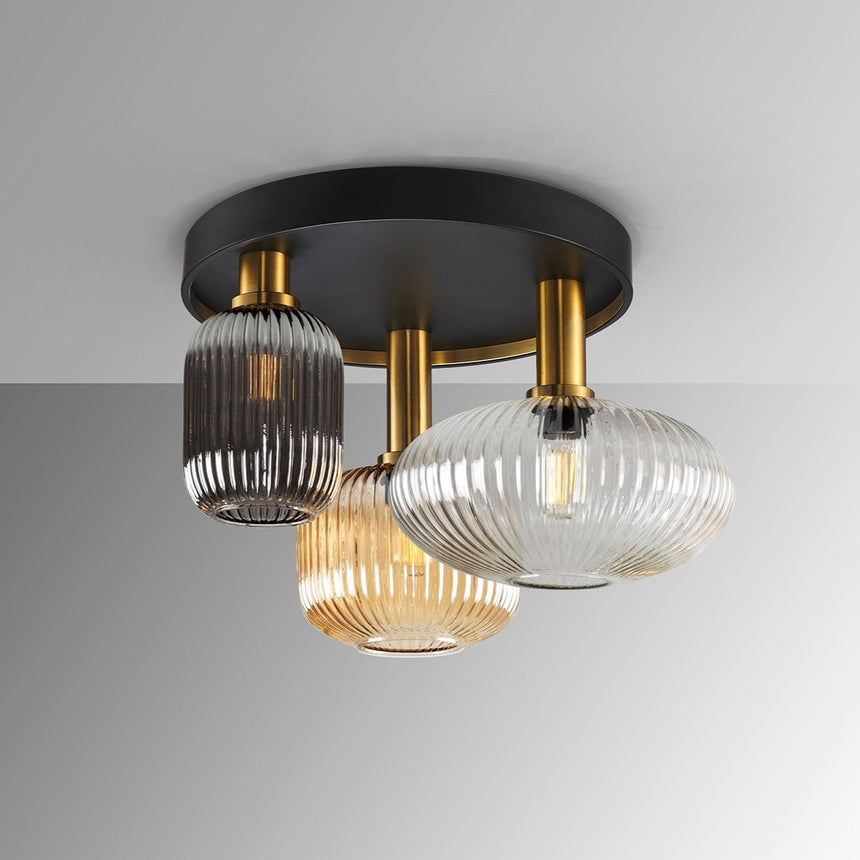 Schuller Norma Plafón 3 luces negro y latón 225342