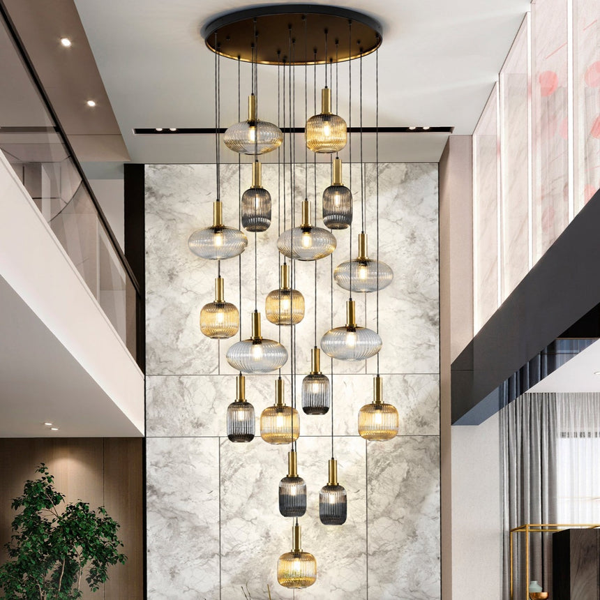 Schuller Norma Lámpara de techo colgante 18 luces negro y latón dimable 225892D