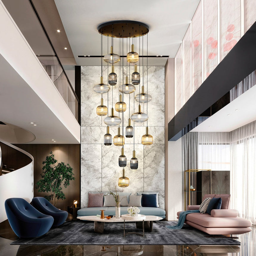 Schuller Norma Lámpara de techo colgante 18 luces negro y latón dimable 225892D