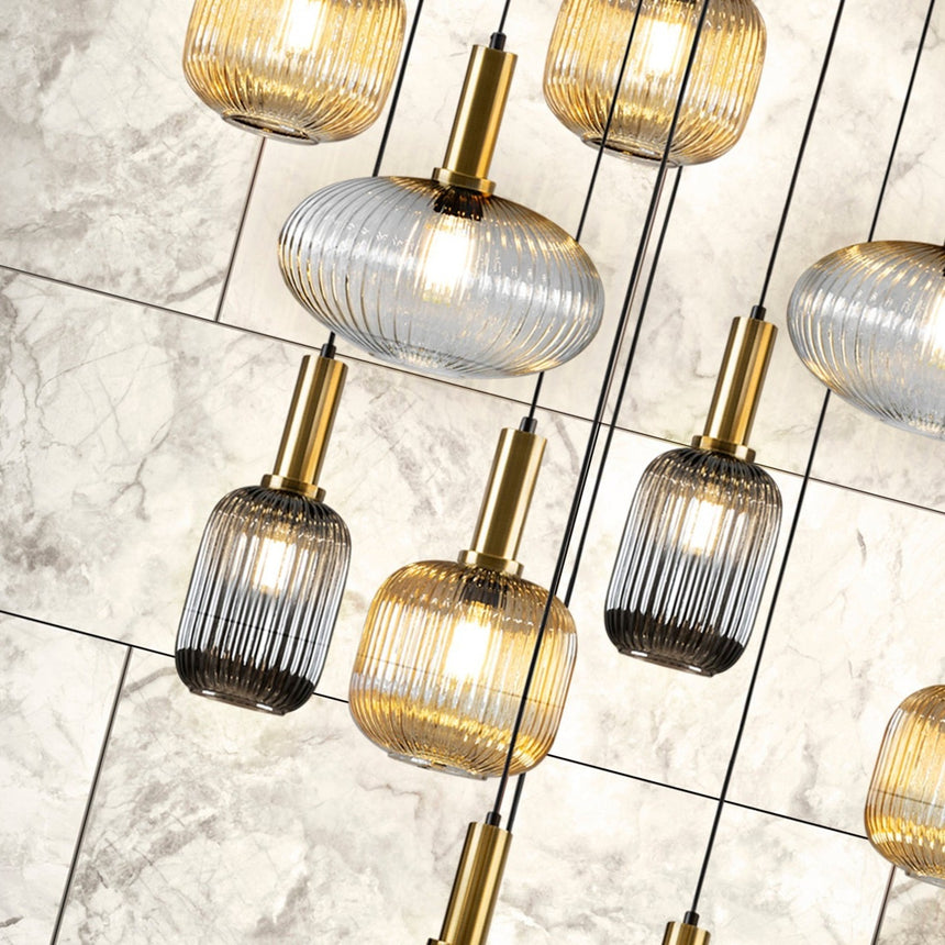 Schuller Norma Lámpara de techo colgante 18 luces negro y latón dimable 225892D