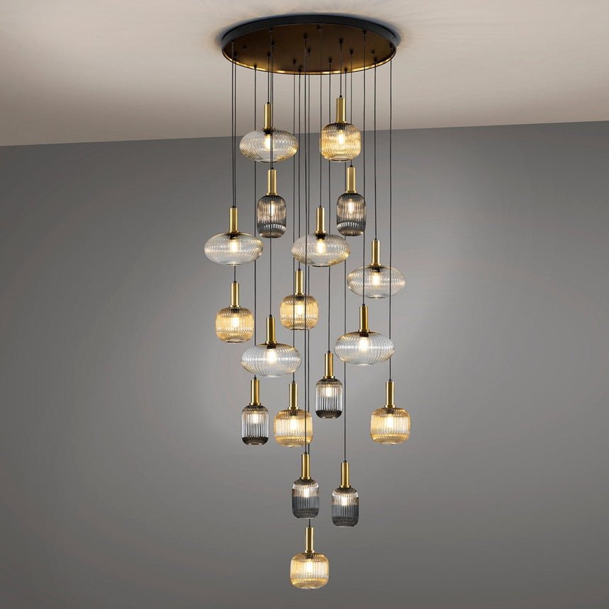 Schuller Norma Lámpara de techo colgante 18 luces negro y latón dimable 225892D