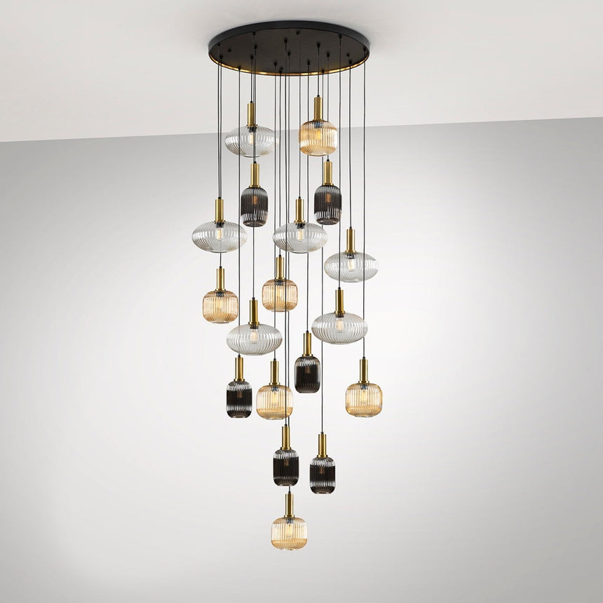 Schuller Norma Lámpara de techo colgante 18 luces negro y latón dimable 225892D