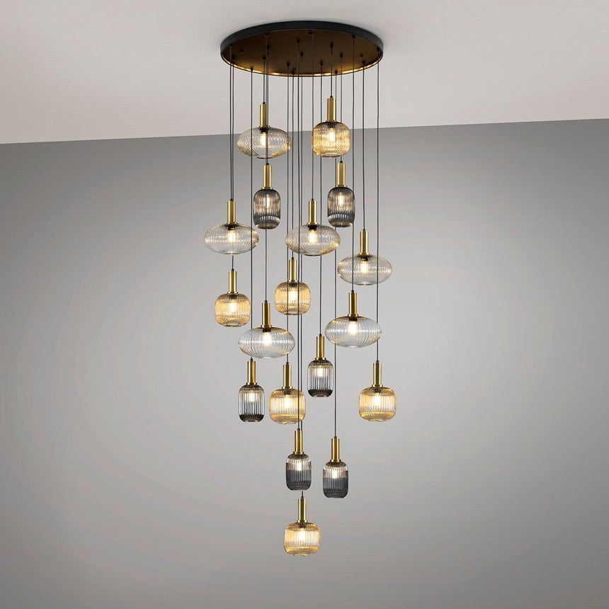 Schuller Norma Lámpara de techo colgante 18 luces negro y latón dimable 225892D