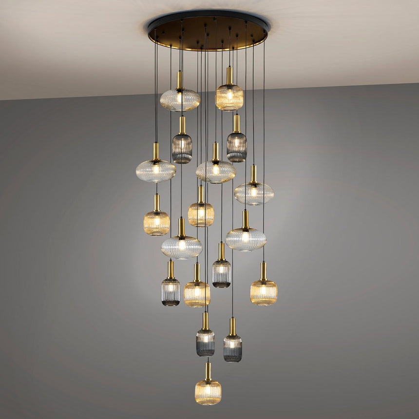 Schuller Norma Lámpara de techo colgante grande 18 luces negro y dorado 225892