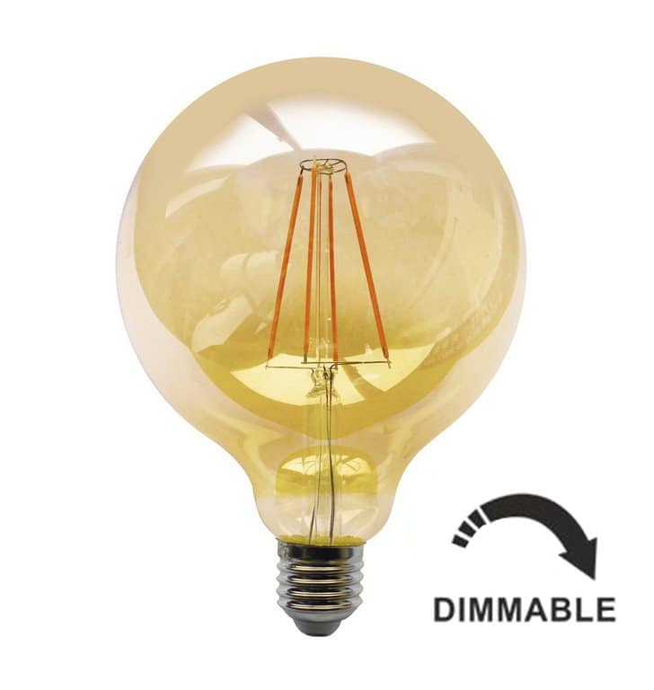 EB GOLD GLASS GLOBE BULB LED FILAMENT G125 DIMMABLE E27 7W 2200K 360º 230V