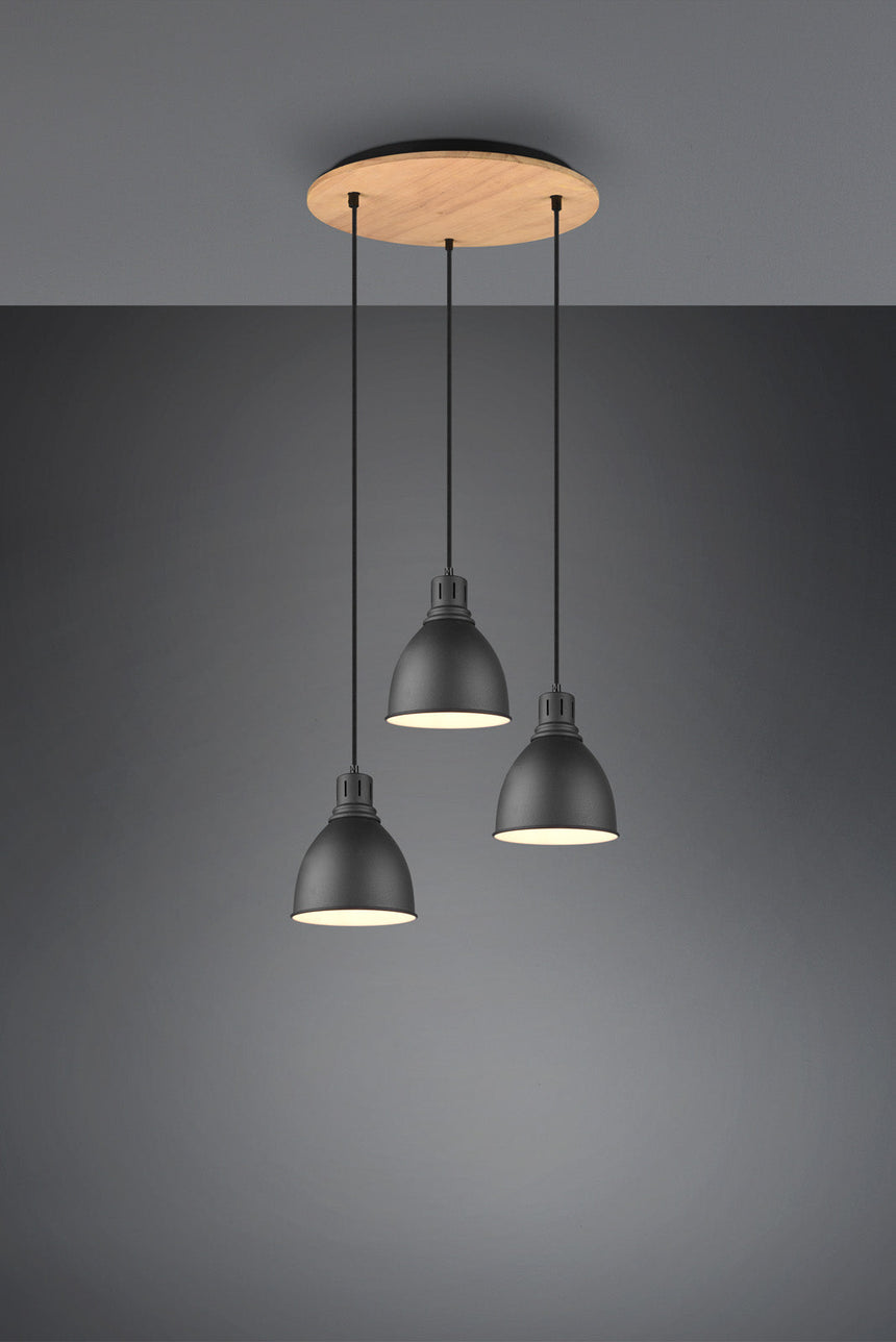 Trio Henley Pendant Ceiling Lamp Metal Mat Black 310730332