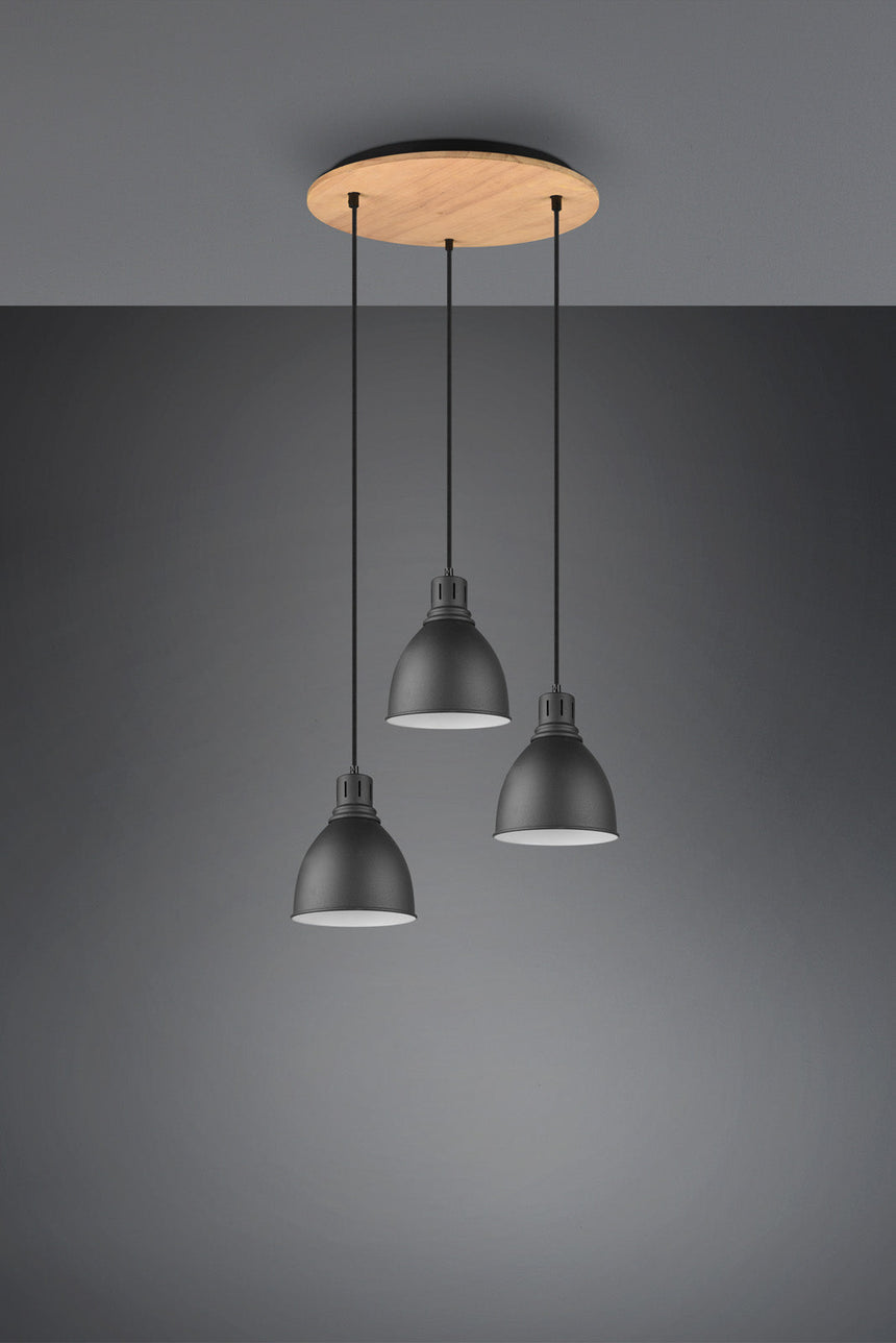 Trio Henley Pendant Ceiling Lamp Metal Mat Black 310730332