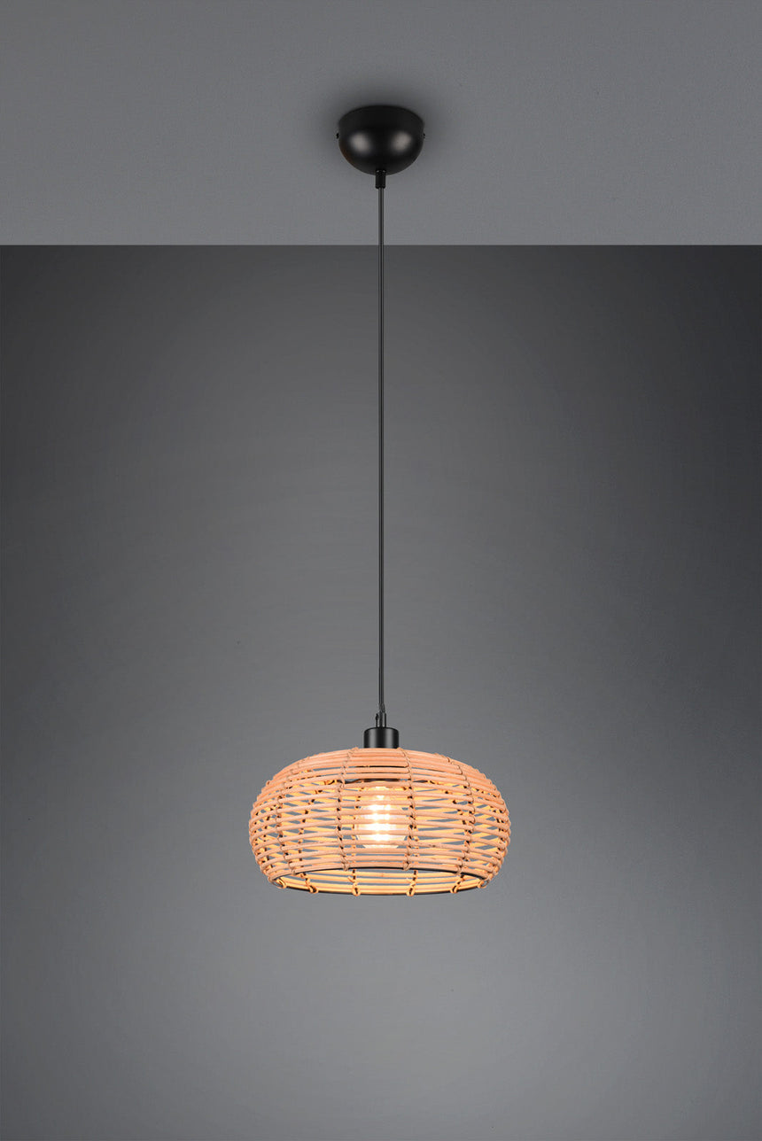 Trio Inga Hanging Ceiling Lamp Rattan Mesh Natural Finish 312200136