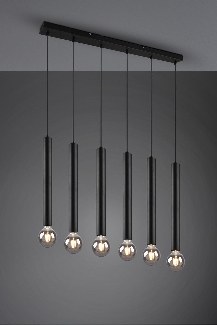 Trio Clermont Pendant Ceiling Lamp Metal Mat Black 313400632