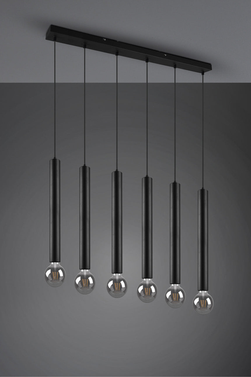 Trio Clermont Pendant Ceiling Lamp Metal Mat Black 313400632