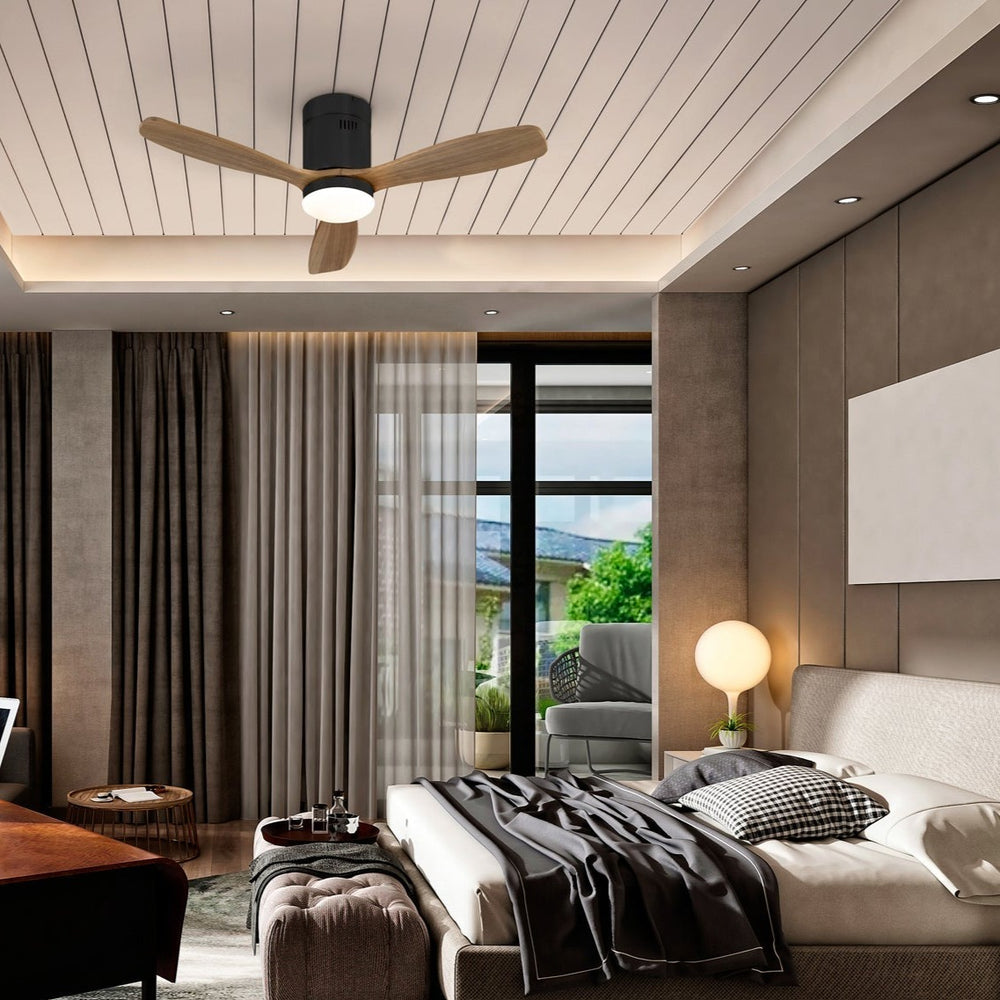 Schuller Siroco Mini Fan black and dimmable walnut 329385D