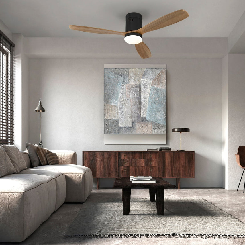 Schuller Siroco Black and walnut fan 132cm dimmable 329514D