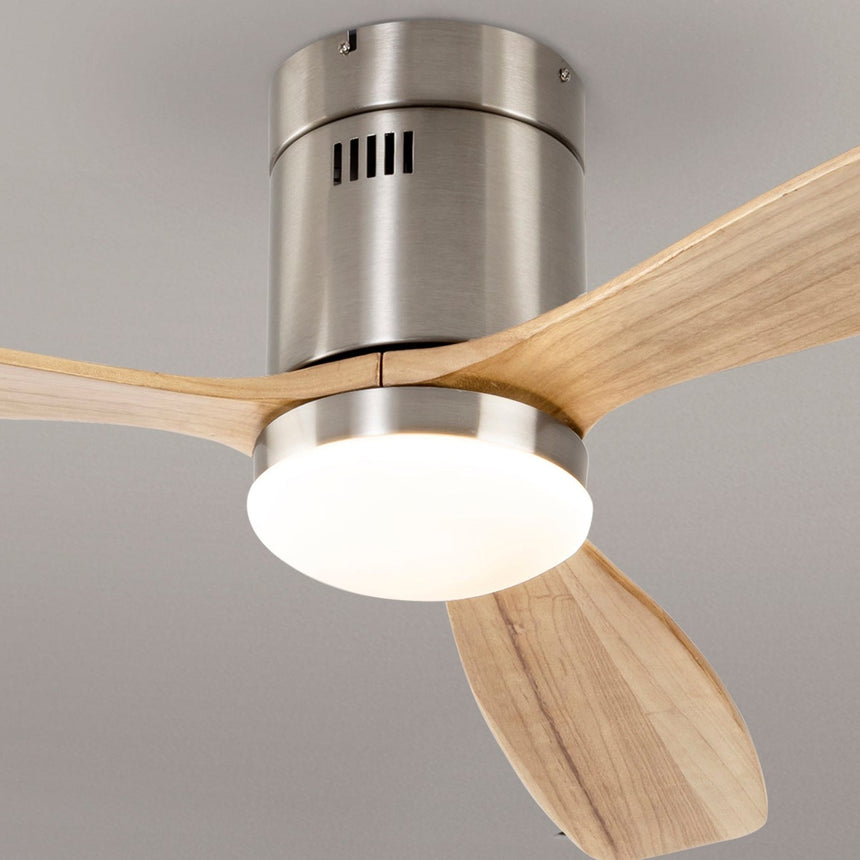 Schuller Siroco Nickel and dimmable wood fan 329521D