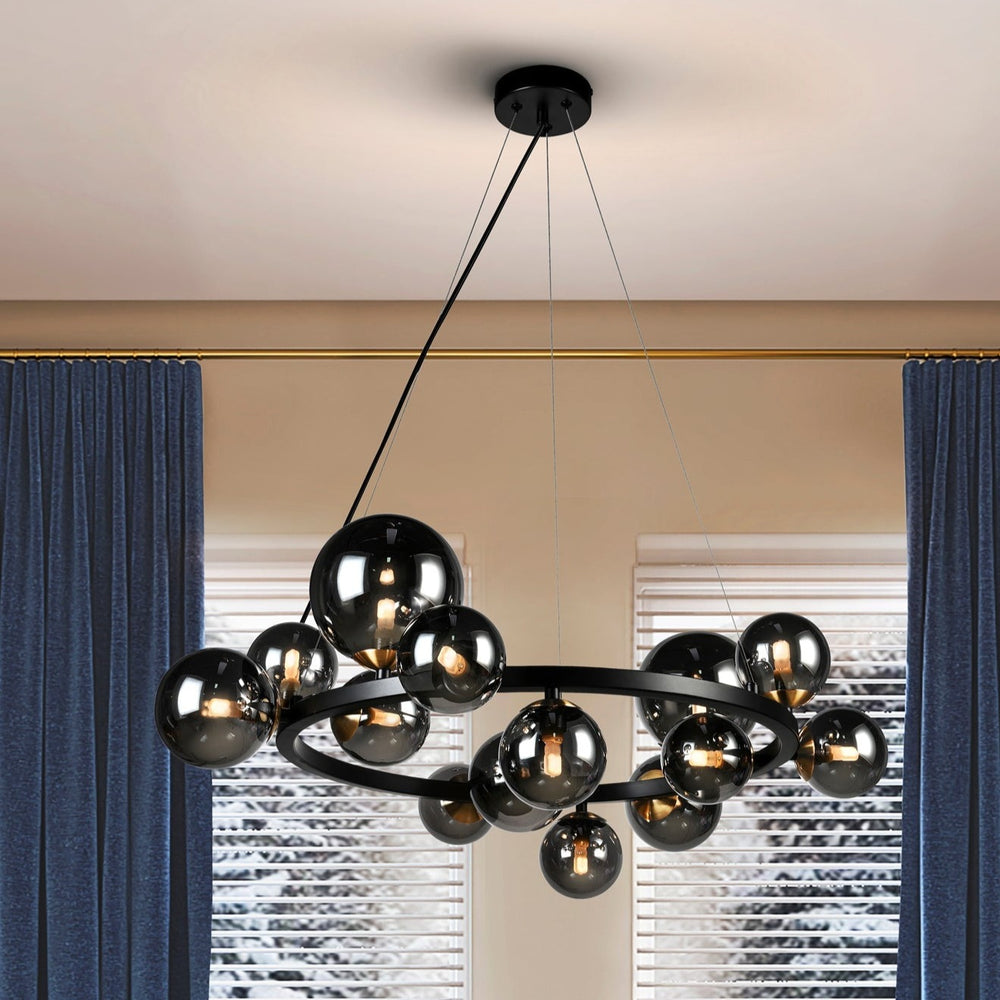 Schuller Astros Pendant Ceiling Lamp 14 Lights Black 329613