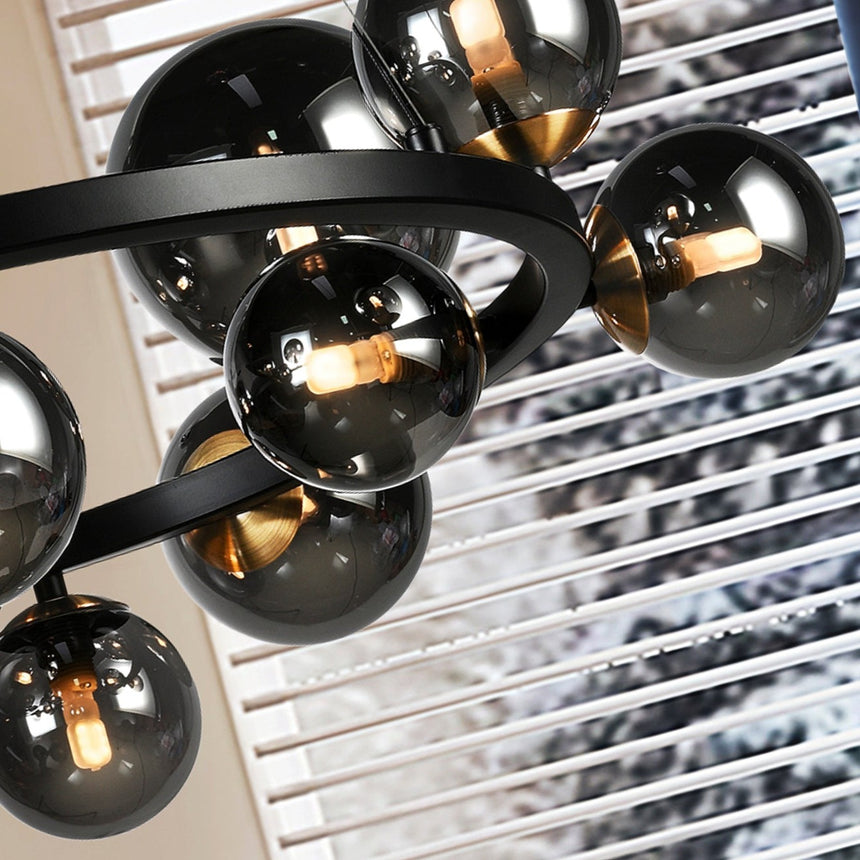 Schuller Astros Pendant Ceiling Lamp 14 Lights Black 329613