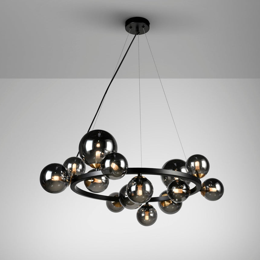 Schuller Astros Pendant Ceiling Lamp 14 Lights Black 329613