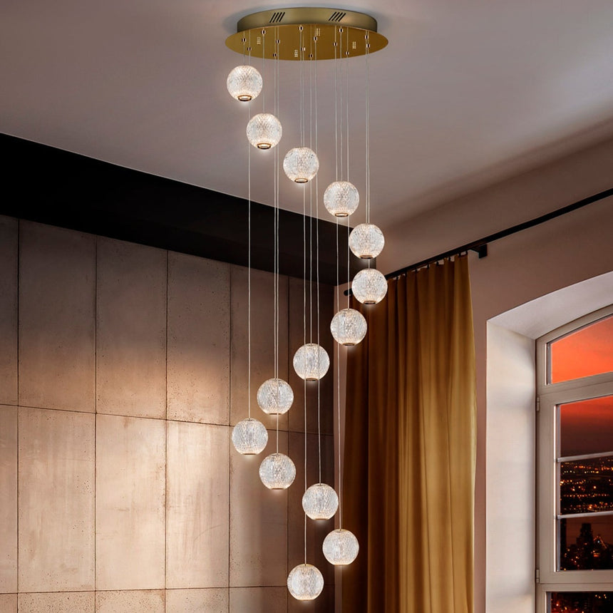 Schuller Austral Lámpara de techo colgante LED 14 luces oro Ø50 354318