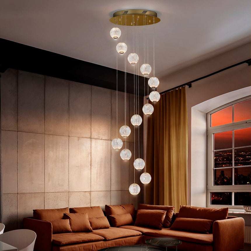 Schuller Austral Lámpara de techo colgante LED 14 luces oro Ø50 354318