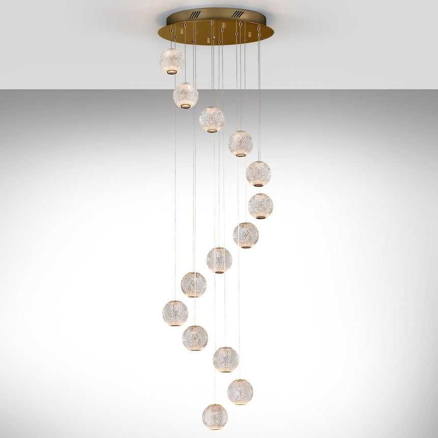 Schuller Austral Lámpara de techo colgante LED 14 luces oro Ø50 354318