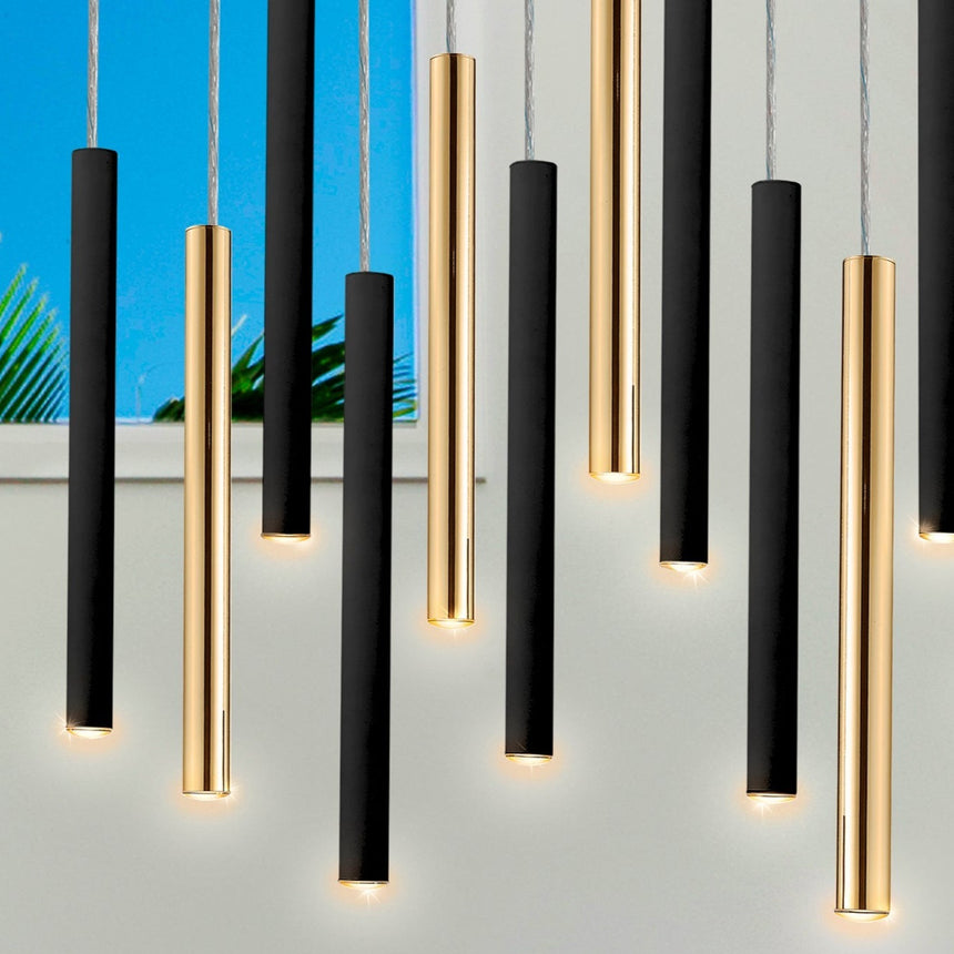 Schuller Varas Large Gold/Black 14-Light Dimmable Pendant Ceiling Light 373425GD